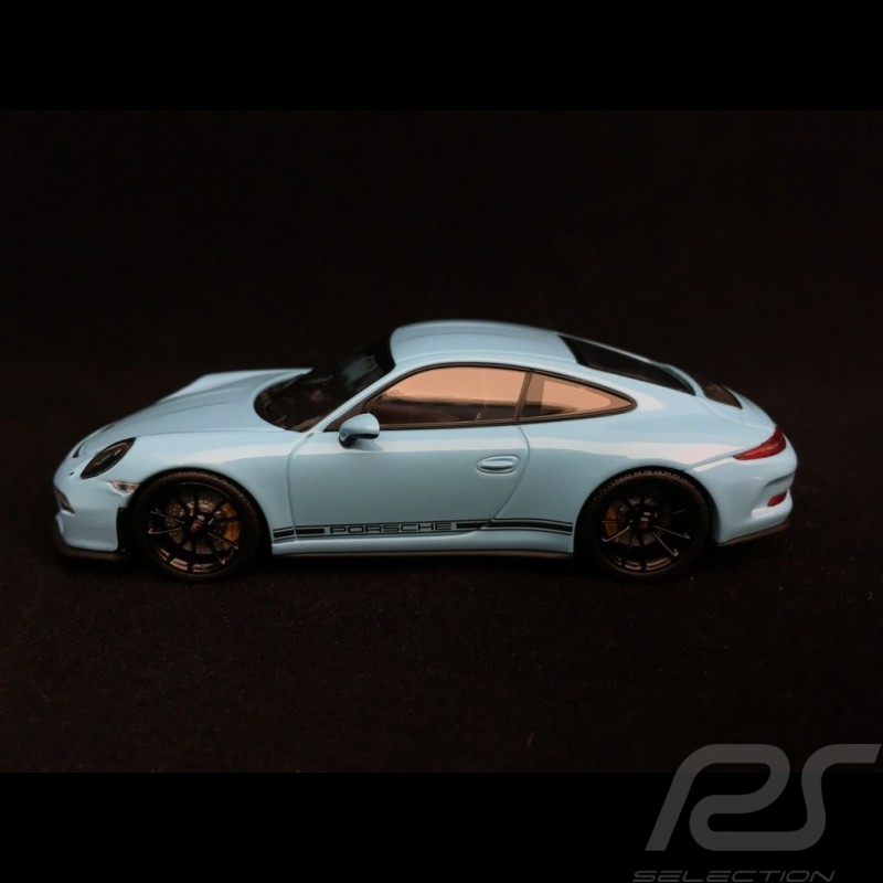 Porsche 911 R type 991 2016 bleu Gulf blue bandes latérales noires black side bands schwarze Streifen 1/43 Minichamps 410066225