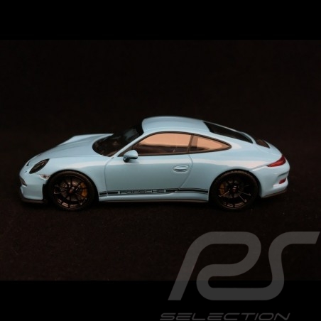 Porsche 911 R type 991 2016 bleu Gulf blue bandes latérales noires black side bands schwarze Streifen 1/43 Minichamps 410066225