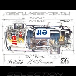 Porsche 917 K Martini Racing 1971 reproduction d'un dessin original de Sébastien Sauvadet