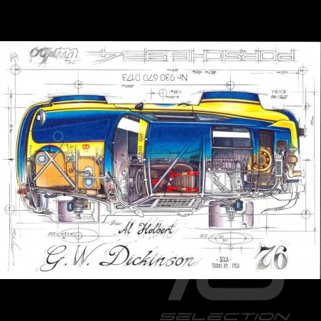 Porsche 917 K Martini Racing 1971 reproduction d'un dessin original de Sébastien Sauvadet