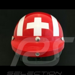 Casque Helmet Helm Jo Siffert 1968 réplique n° 3 / 100 rouge bandes blanches drapeau suisse avec visière