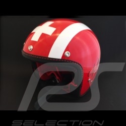 Casque Helmet Helm Jo Siffert 1968 réplique n° 3 / 100 rouge bandes blanches drapeau suisse avec visière