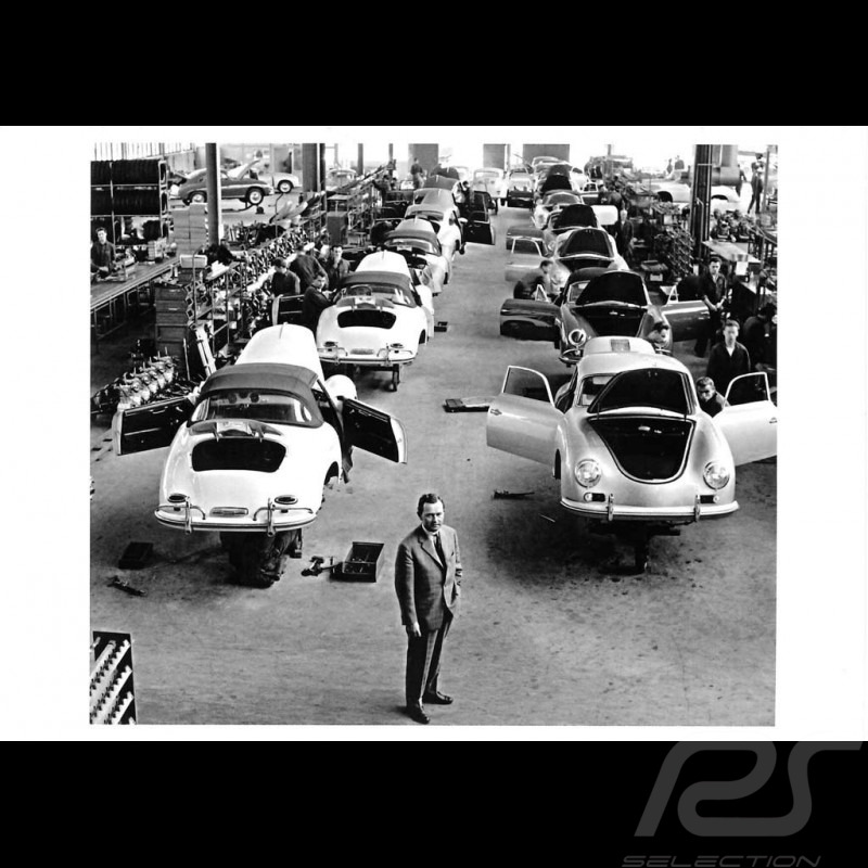 Postkarte Porsche Ferry in der Montagehalle 2 1958 10x15 cm