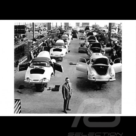 Postcard Porsche Ferry in the assembly hall 2 1958 10x15 cm
