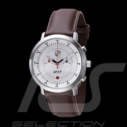 Uhr Chrono Porsche 911 Classic weiß / braune Armband Porsche Design WAP0700070F