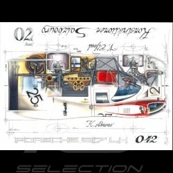 Porsche 917 K Martini Racing 1971 reproduction d'un dessin original de Sébastien Sauvadet