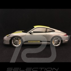 Porsche 911 R type 991 2016 Nardo grey Yellow stripes 1/18 Spark WAX02100031