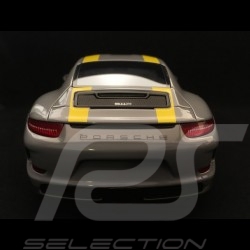 Porsche 911 R type 991 2016 Nardograu  gelbe Streifen 1/18 Spark WAX02100031