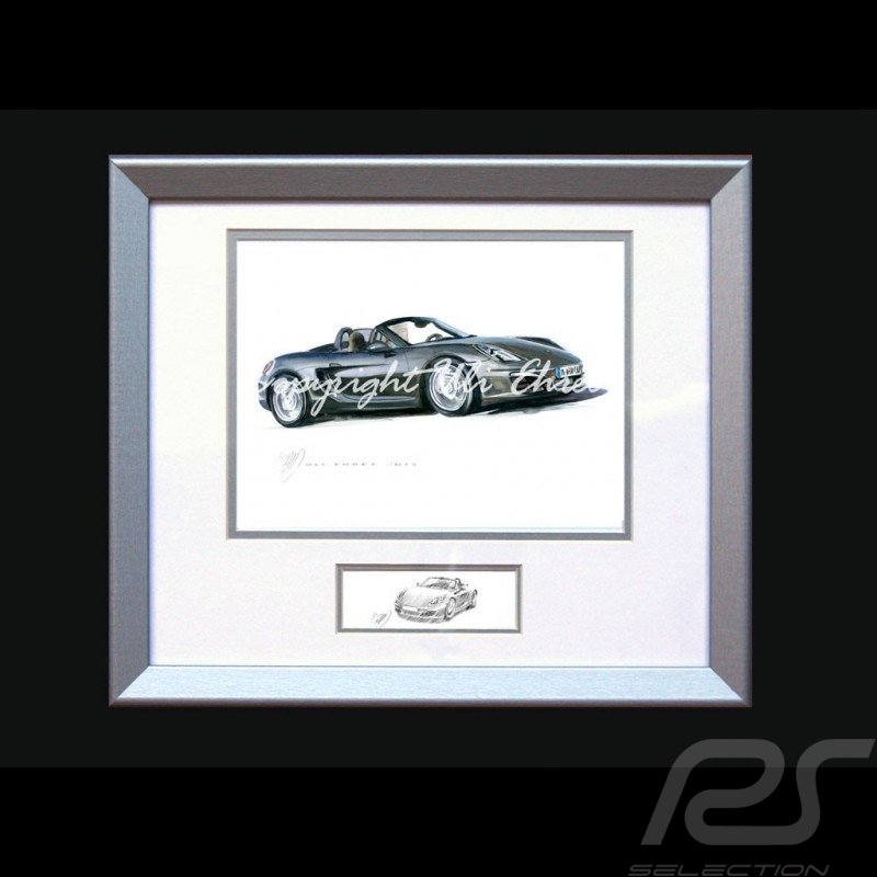 Affiche Porsche Boxter 981 noir avec cadre édition limitée signée Uli Ehret - 545 - Poster Plakat