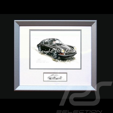 Porsche Poster 911 Klassische schwarz mit Rahmen limitierte Auflage signiert von Uli Ehret - 527