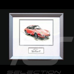 Affiche Porsche 911 Classique rouge avec cadre édition limitée signée Uli Ehret - 527 - Poster Plakat