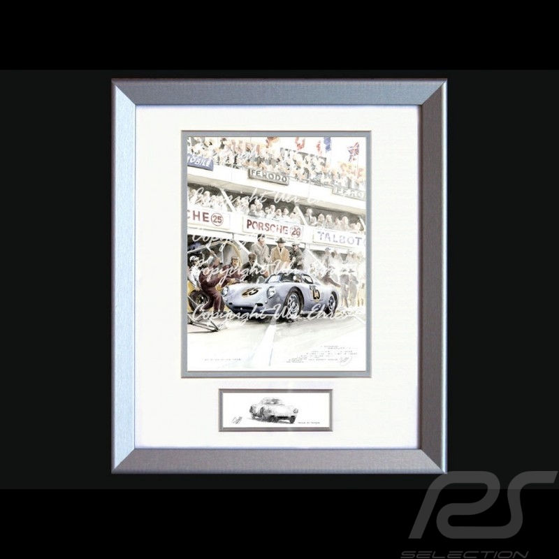 Porsche Poster 550 A Le Mans 1956 n° 25 mit Rahmen limitierte Auflage signiert von Uli Ehret - 309