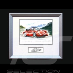 Porsche Poster 911 type 964 Turbo Cabrio rot mit Rahmen limitierte Auflage signiert von Uli Ehret - 598