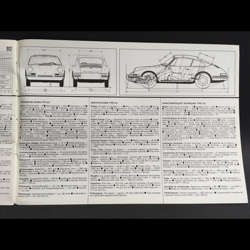 Porsche Brochure Porsche 911 and 912 September 1966 in french english german