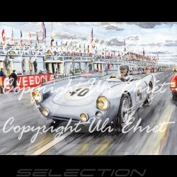 Affiche Porsche 550 Le Mans 1954 n° 40 von Frankenberg avec cadre édition limitée signée Uli Ehret - 134 - Poster Plakat