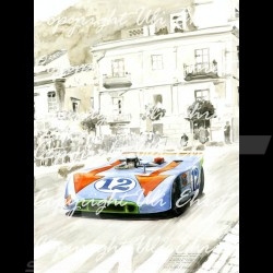 Porsche Poster 908 /03 Sieger Targa Florio 1970 n° 12 mit Rahmen limitierte Auflage signiert von Uli Ehret - 318