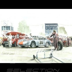 Affiche Porsche 356 Abarth Goodwood 1962 n° 20 avec cadre édition limitée signée Uli Ehret - 426 - Poster Plakat