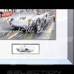 Porsche Poster 550 Le Mans 1954 n° 40 von Frankenberg with frame limited edition signed by Uli Ehret - 134