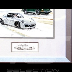 Porsche Poster Duo 911 Targa 1966 / 2016 with frame limited edition signed by Uli Ehret - 648