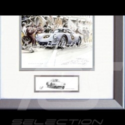 Affiche Porsche 550 A Le Mans 1956 n° 25 avec cadre édition limitée signée Uli Ehret - 309 - Poster Plakat