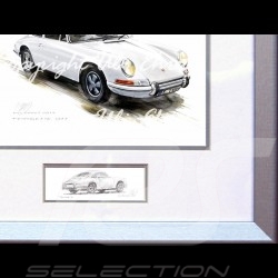 Affiche Porsche 911 Classique blanche avec cadre édition limitée signée Uli Ehret - 527 - Poster Plakat
