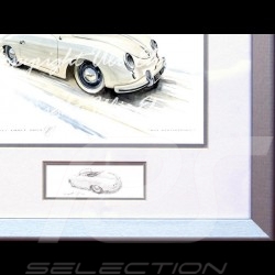 Porsche Poster 356 Pre A cabrio ivoire - Reproduction imprimée d'une peinture de Uli Ehret - 421 - Painting Gemâlde