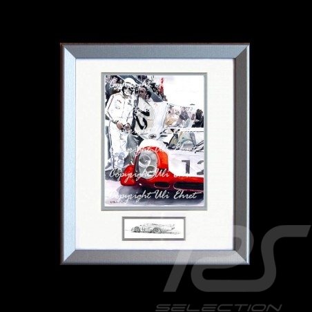 Porsche 917 LH n° 12 1969 white red with pilot wood frame aluminum with black and white sketch Limited edition Uli Ehret - 27