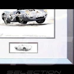 Porsche 550 Le Mans 1955 n° 37 von Frankenberg Aluminium Rahmen mit Schwarz-Weiß Skizze Limitierte Auflage Uli Ehret - 113