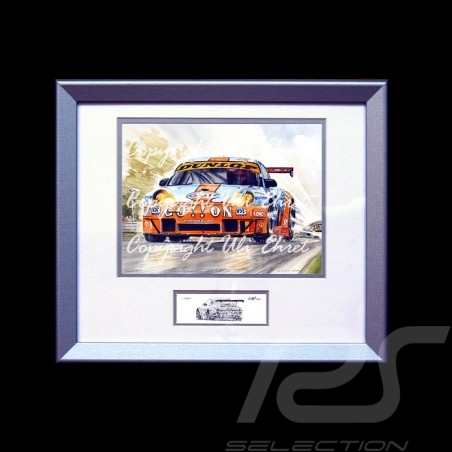 Porsche 911 type 996 GT3 RSR Gulf Ice pole wood frame aluminum with black and white sketch Limited edition Uli Ehret - 107