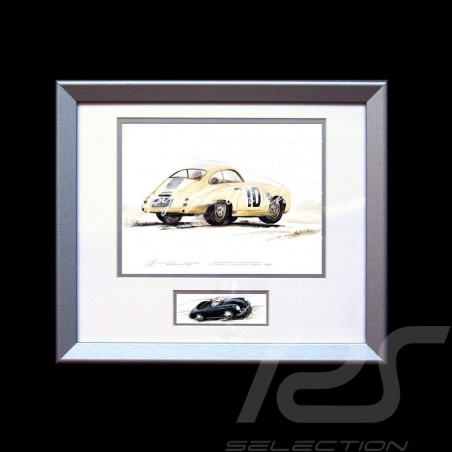 Porsche 356 Panamericana n° 10 ivory wood frame aluminum with black and white sketch Limited edition Uli Ehret - 115