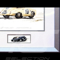 Porsche Poster 356 Panamericana n° 10 elfenbein Aluminium Rahmen mit Schwarz-Weiß Skizze Limitierte Auflage Uli Ehret - 426