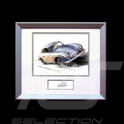 Porsche Poster 356 A Carrera grau Aluminium Rahmen mit Schwarz-Weiß Skizze Limitierte Auflage Uli Ehret - 135