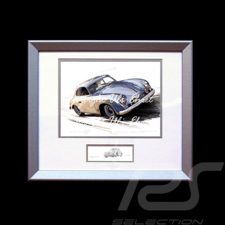 Porsche 356 Panamericana A Carrera grey wood frame aluminum with black and white sketch Limited edition Uli Ehret - 135