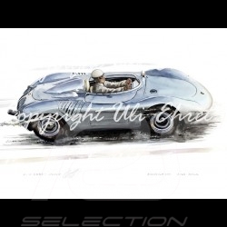 Porsche 718 RSK silver wood frame aluminum with black and white sketch Limited edition Uli Ehret - 136