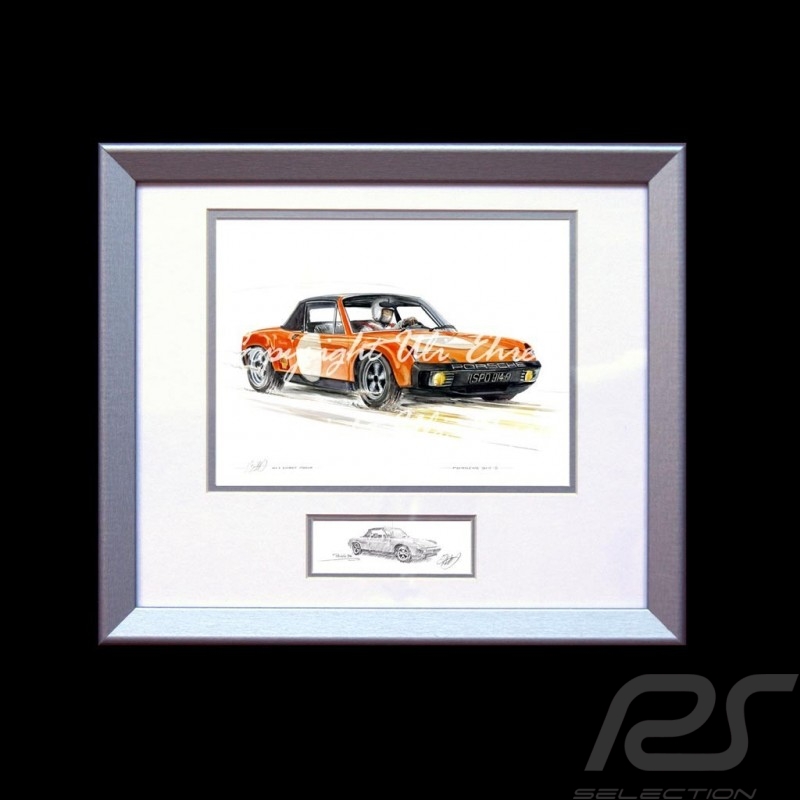 Porsche 917 K n° 2 winner Daytona 1971 wood frame aluminum with black and white sketch Limited edition Uli Ehret - 238