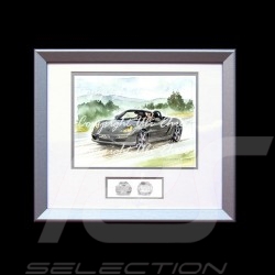 Porsche Boxster 987 grey wood frame aluminum with black and white sketch Limited edition Uli Ehret - 308