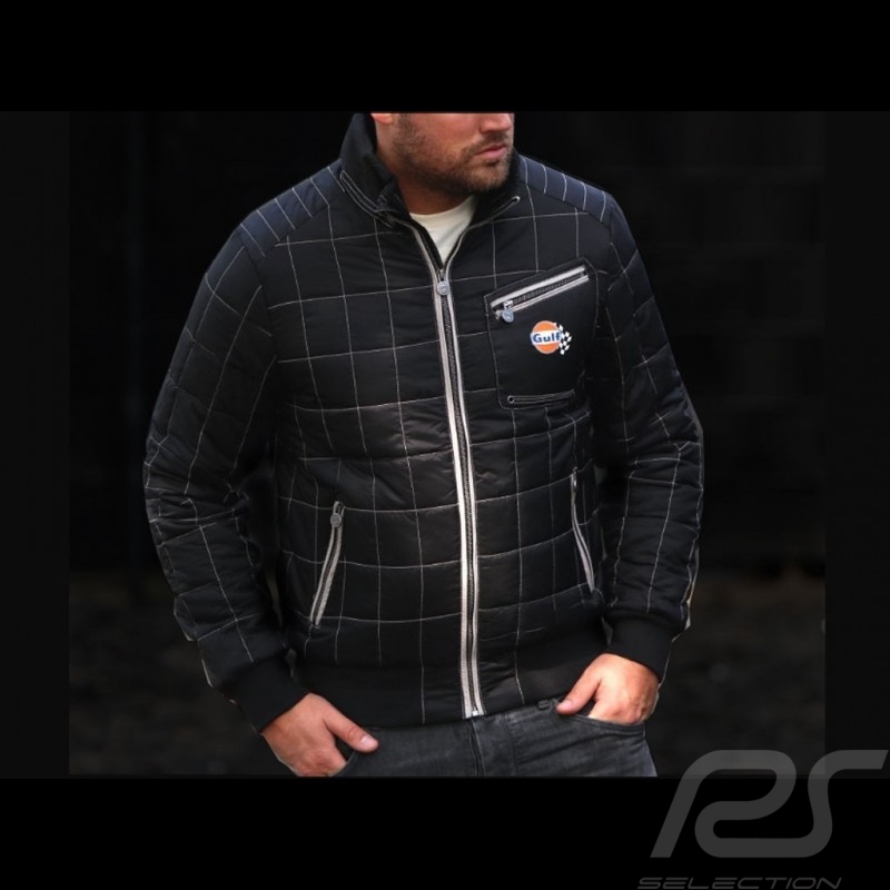 Veste Gulf matelassée col pilote noire surpiqures blanches - homme men Herren