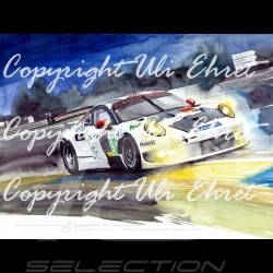 Porsche 911 typ 991 RSR Le Mans Mulsanne n° 91Aluminium Rahmen mit Schwarz-Weiß Skizze Limitierte Auflage Uli Ehret - 263