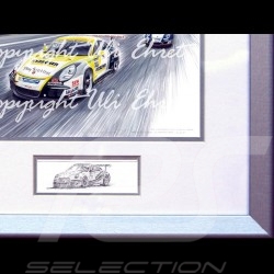 Porsche 911 GT3 Cup type 991 wood frame aluminum with black and white sketch Limited edition Uli Ehret - 628