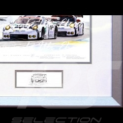 Duo Porsche 911 type 991 RSR Le Mans Arnage cadre bois alu avec esquisse noir et blanc Edition limitée Uli Ehret - 556