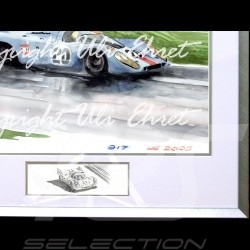 Porsche Poster 917 K Gulf n° 20 im Regen Aluminium Rahmen mit Schwarz-Weiß Skizze Limitierte Auflage Uli Ehret - 27