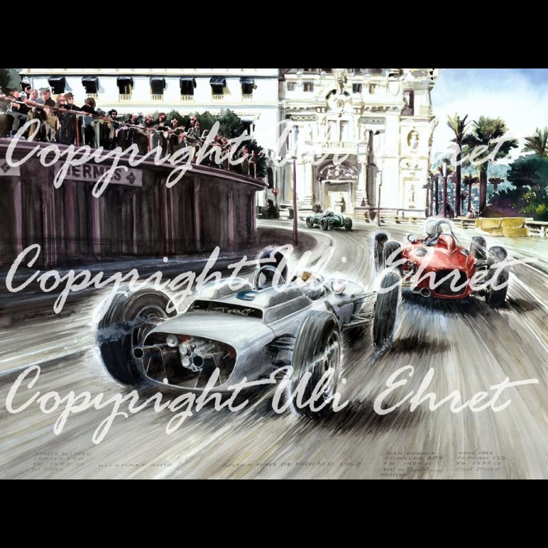 Porsche Poster 804 Monaco 1962 n° 4 Dan Gurney große Aluminium Rahmen ...