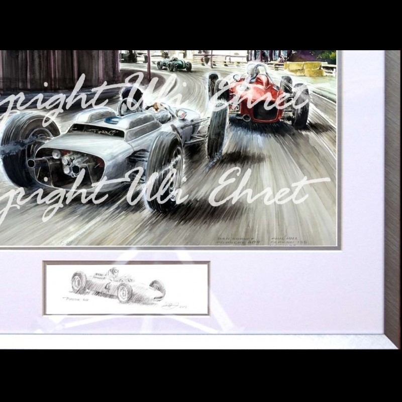 Porsche Poster 804 Monaco 1962 n° 4 Dan Gurney große Aluminium Rahmen ...