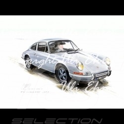Porsche 911 Classic grey big aluminum frame with black and white sketch Limited edition Uli Ehret - 527