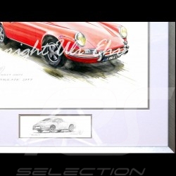 Porsche 911 Classic red big aluminum frame with black and white sketch Limited edition Uli Ehret - 527