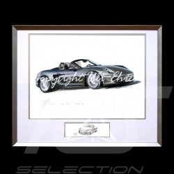 Porsche Boxster 981 black big aluminum frame with black and white sketch Limited edition Uli Ehret - 545
