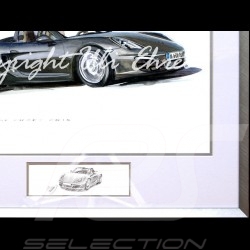 Porsche Boxster 981 black big aluminum frame with black and white sketch Limited edition Uli Ehret - 545