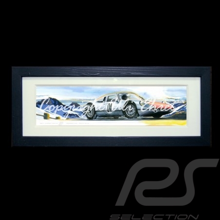 Porsche Poster 904 GTS am Berg schwarz Holzrahmen mit Schwarz-Weiß Skizze Limitierte Auflage Uli Ehret - 591