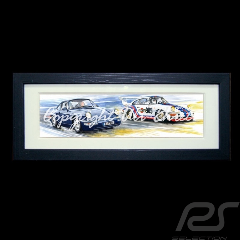 Porsche 911 type 964 Duo street / race wood frame black with black and white sketch Limited edition Uli Ehret - 602