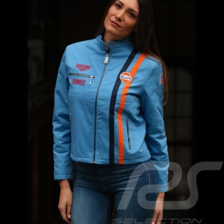 Jacket Gulf Steve Mc Queen Le Mans cotton cobalt blue - women